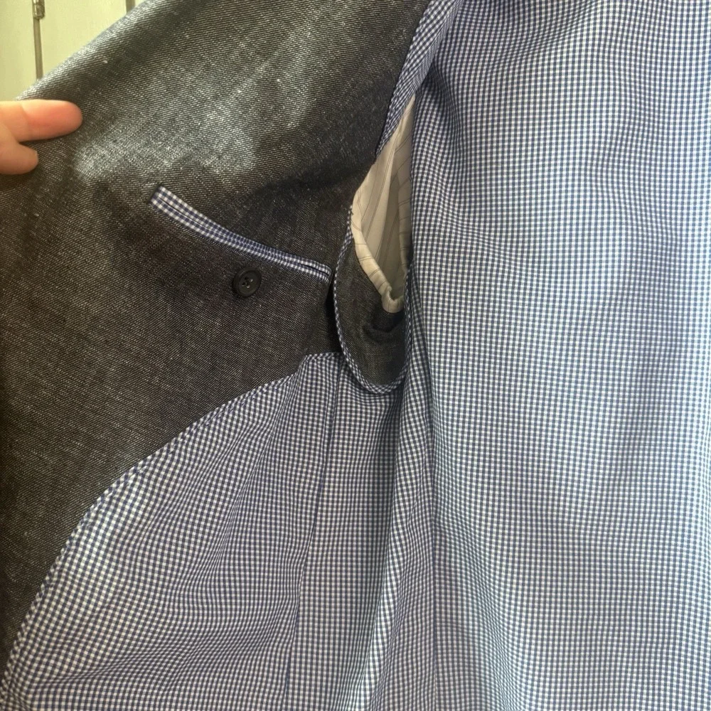 Banana Republic Men's Blue Gray Cotton Linen Blazer Suit Sport Jacket Size 40R